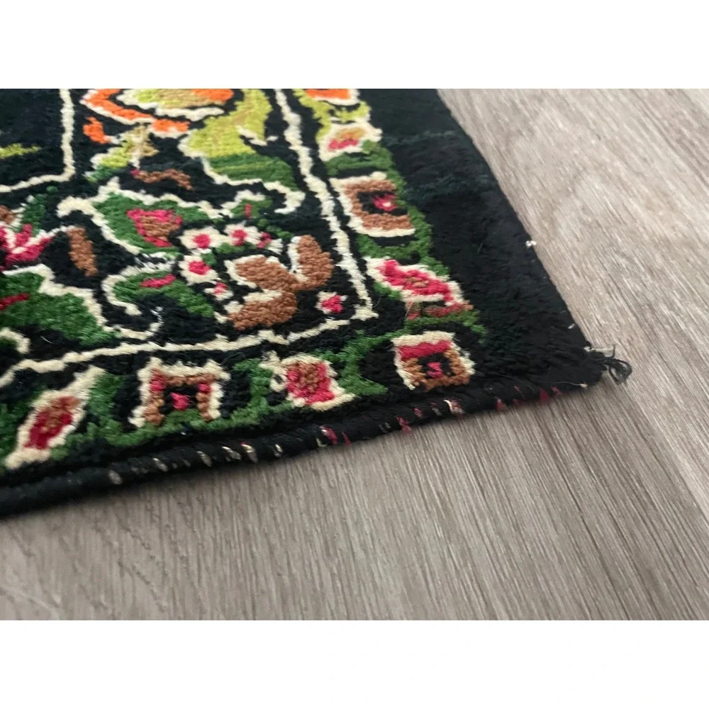 Vintage Turkish Velvet Peacock Tapestry Rug 1970s Wall Hanging 75x49 Boho Decor